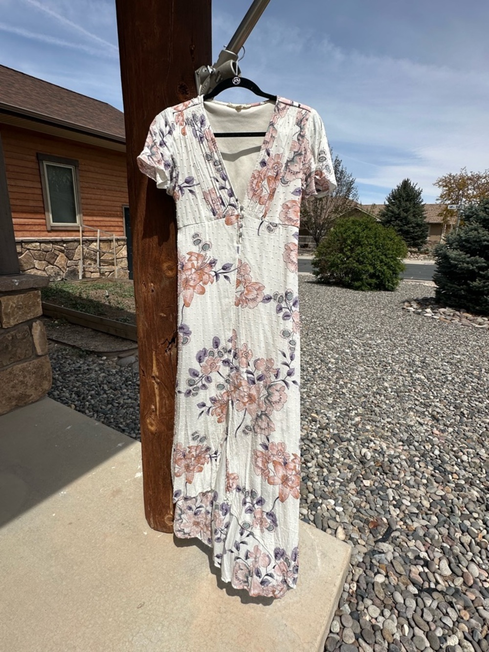 lovestitch Cream Maxi Dress with Blush and Lavender Floral Print